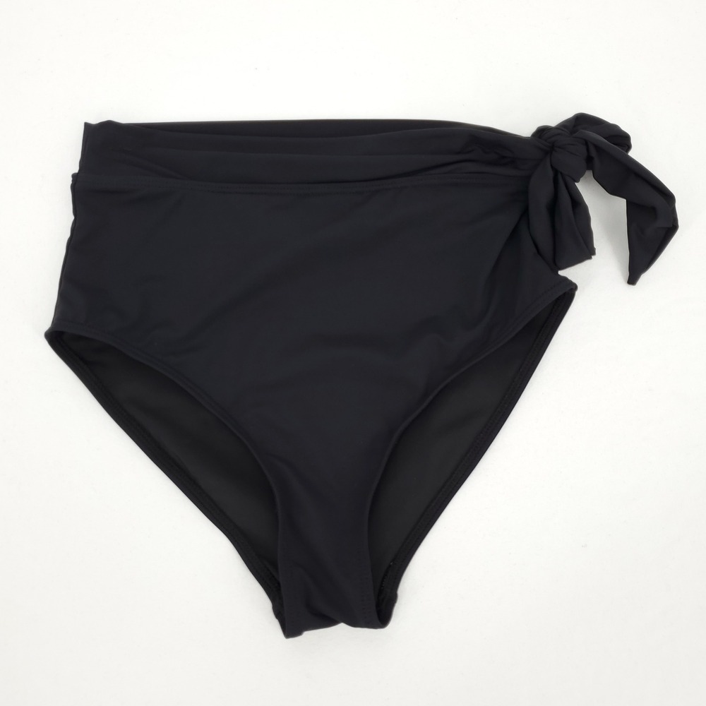 Yonique High Waist Bikini Bottom Womens XSmall Black Side Tie Swim Brief Lined